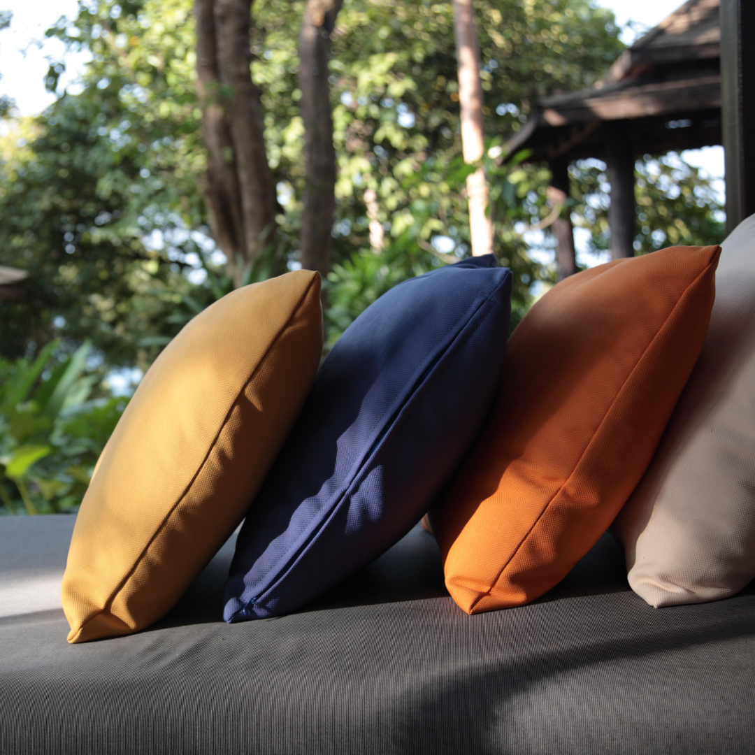 stack of outdoor cushions